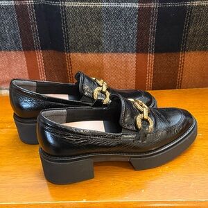 Dolce Vita Black Flats with Gold Chain Accent